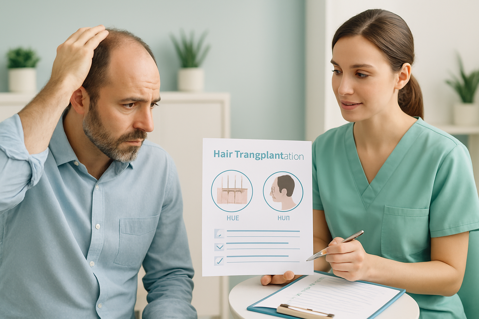 Haartransplantation Vorher-Nachher: Patient mit erfolgreicher Eigenhaarverpflanzung zeigt dichtes Haarwachstum